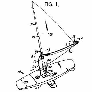 Windsurfpatent Illustration des Patents von Jim Drake und Hoyle Schweitzer (1968)